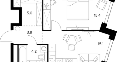1-к. квартира, 43&nbsp;м²