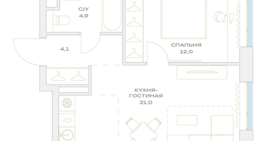 2-к. квартира, 42 м²