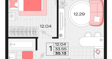 1-к. квартира, 33 м²