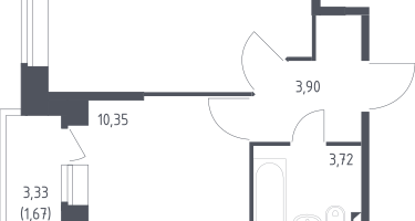 1-к. квартира, 33&nbsp;м²