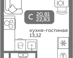 Студия, 20&nbsp;м²