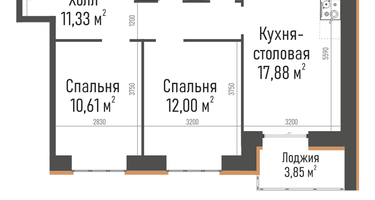 2-к. квартира, 61&nbsp;м²