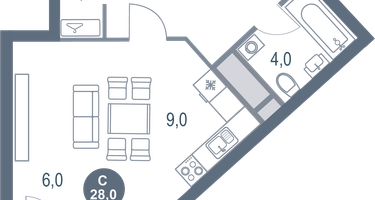 Студия, 28&nbsp;м²