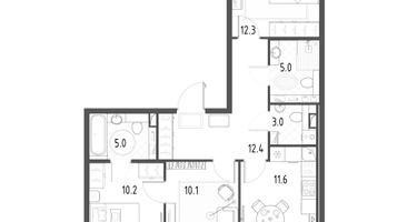 3-к. квартира, 69 м²