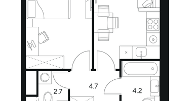 1-к. квартира, 40&nbsp;м²