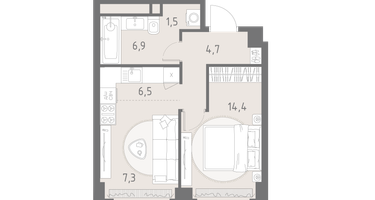 2-к. квартира, 41 м²