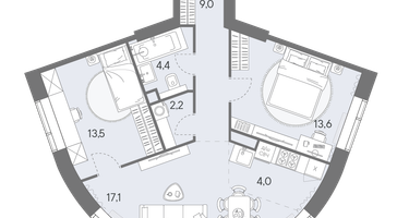 3-к. квартира, 63 м²