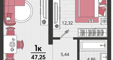 2-к. квартира, 47&nbsp;м²