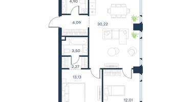2-к. квартира, 70&nbsp;м²