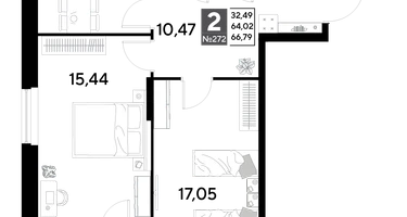 2-к. квартира, 66 м²