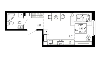 Студия, 27&nbsp;м²