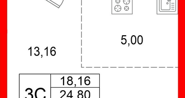 Студия, 24&nbsp;м²