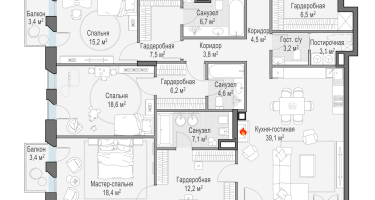3-к. квартира, 168 м²