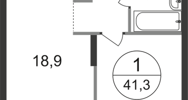 1-к. квартира, 41&nbsp;м²