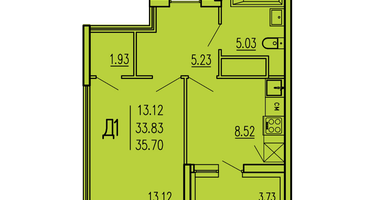 1-к. квартира, 35&nbsp;м²