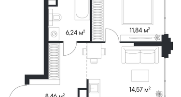1-к. квартира, 41 м²