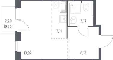 Студия, 25&nbsp;м²