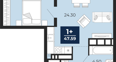 1-к. квартира, 47&nbsp;м²