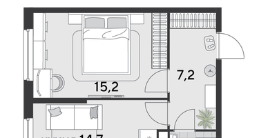 1-к. квартира, 40&nbsp;м²