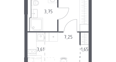 Студия, 21&nbsp;м²
