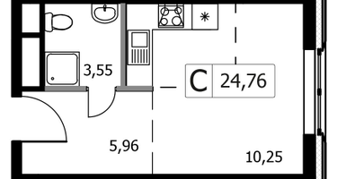 Студия, 24&nbsp;м²