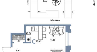 Студия, 23 м²
