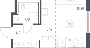 Студия, 22&nbsp;м²