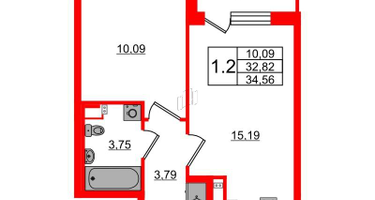 1-к. квартира, 32&nbsp;м²