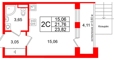 Студия, 21&nbsp;м²