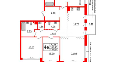 4-к. квартира, 133&nbsp;м²