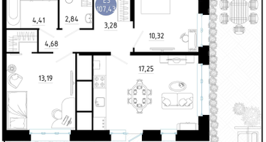 2-к. квартира, 107&nbsp;м²