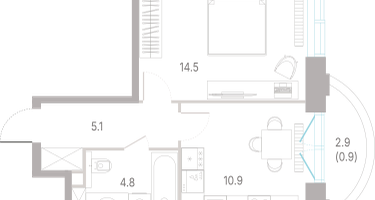 1-к. квартира, 36&nbsp;м²