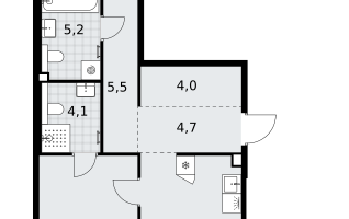2-к. квартира, 78&nbsp;м²