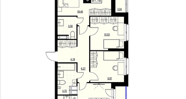 3-к. квартира, 77 м²
