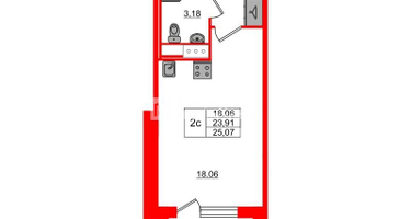 Студия, 23&nbsp;м²