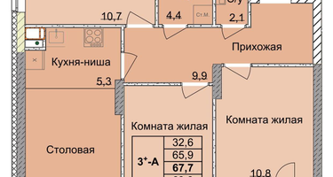 3-к. квартира, 66&nbsp;м²