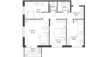 3-к. квартира, 69&nbsp;м²