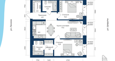 2-к. квартира, 67 м²