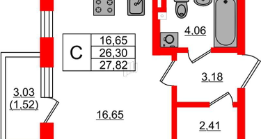Студия, 26 м²