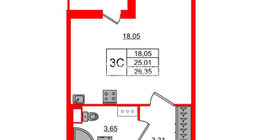 Студия, 25 м²
