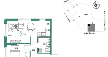 2-к. квартира, 39&nbsp;м²