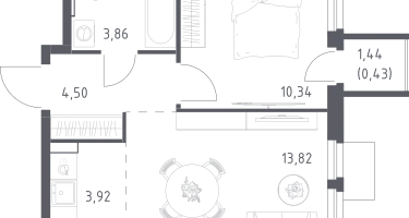 Студия, 36&nbsp;м²