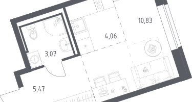 Студия, 23&nbsp;м²