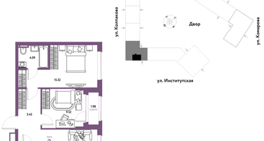 Студия, 54&nbsp;м²