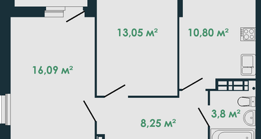 2-к. квартира, 53&nbsp;м²