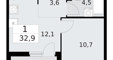 1-к. квартира, 32&nbsp;м²