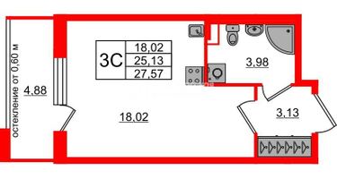 Студия, 25 м²