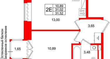 1-к. квартира, 31 м²