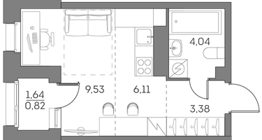 Студия, 23&nbsp;м²