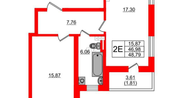 1-к. квартира, 48 м²
